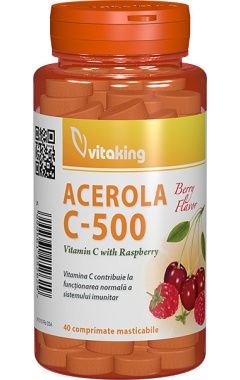 Vitamina C 500 mg cu acerola Vitaking – 40 comprimate masticabile driedfruits.ro/ Capsule si comprimate